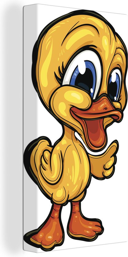 Une illustration d'un canard aux yeux bleus sur toile 80x160 cm - Tirage photo sur toile (Décoration murale salon / chambre)
