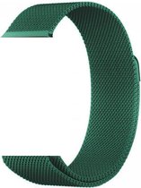 Geschikt voor Apple Watch bandje Donker Groen Series 1/2/3/4/5/6/SE/7 38/40/41 mm - iWatch Milanees Polsband Luxe Milanese Loop - Roestvrij staal - Magneet Sluiting