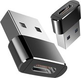 USB B naar USB C Adapter - Opzetstuk USB C - Zwart - Set van 2