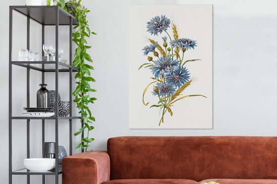 Une illustration d'une toile bleuet et grain 80x120 cm - Tirage photo sur toile (Décoration murale salon / chambre)