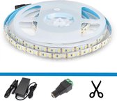 Led strip complete set koud wit 6000K – 5 meter – 120L/M (IP20)