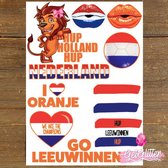 GetGlitterBaby - Plak Tattoos / Tijdelijke Tattoo Sticker / Rood Wit Blauw Oranje Gezicht en Lichaam Schmink Versiering - Nederland / Nederlandse Vlag / Nederlands Elftal - Oranje