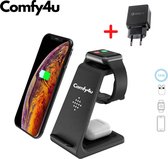 Comfy4u 2022 Compact – 3 in 1 Draadloze Oplader Inclusief Gratis Qualcomm Quick Charge 3.0 adapter en kabel – Voor iPhone Iphone / iWatch / Airpods 2 Pro / Samsung Galaxy / Huawei