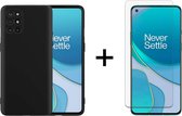 OnePlus 8T hoesje zwart siliconen case hoes cover hoesjes - 1x OnePlus 8T Screenprotector