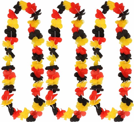 Toppers - 12 Hawaii kransen rood/geel/zwart