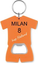 Oranje voetbal t-shirt flesopener sleutelhanger met naam,foto of tekst bedrukken - voetbalshirt