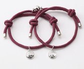 Armband set met magneet - Koppel armband - Wijnrood - Armband dames - Armband heren - Romantisch cadeau - Vriendschap armband