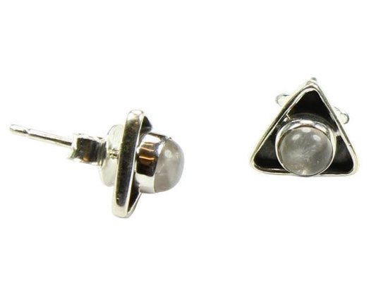 Zilveren knop oorbellen Rozenkwarts 925 zilver