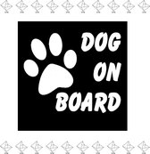 EPIN | Dog On Board Auto Sticker | Hond Aan Boord Autosticker | 15x12 CM | WIT