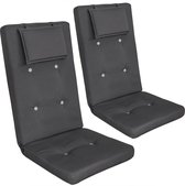 2x Coussins de chaise Anthracite avec Dossier haut, Repose-tête et attaches