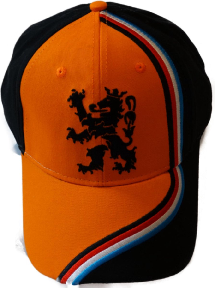 Cap Holland oranje met zwarte leeuw en rood-wit-blauwe vlag | WK Voetbal Qatar 2022 | Nederlands elftal pet | Holland souvenir