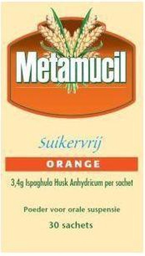 Metamucil Orange 3,4g Suikervrij - 1 x 30 sachets