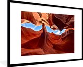 Photo en cadre - Murs rocheux de l'Antelope Canyon aux USA cadre photo noir avec passe-partout blanc xxl 120x80 cm - Affiche sous cadre (Décoration murale salon / chambre)