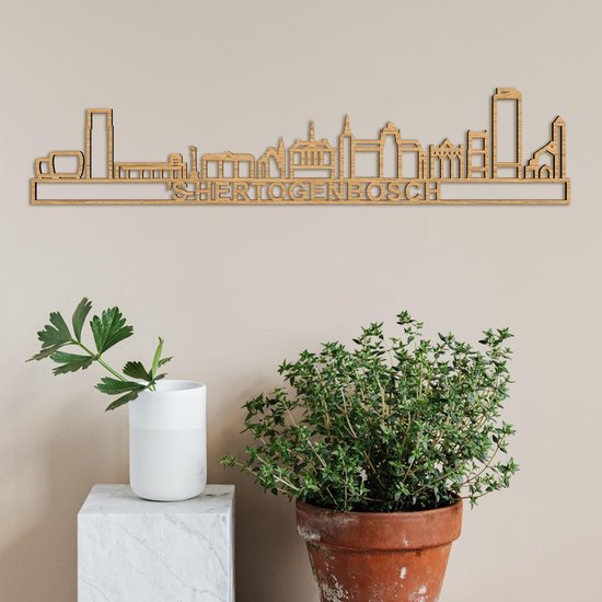 Skyline 's-Hertogenbosch eikenhout -60cm- Décoration murale City Shapes