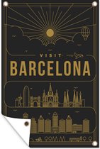 Tuinposter - Tuindoek - Tuinposters buiten - Stadsaanzicht Barcelona - zwart - 80x120 cm - Tuin