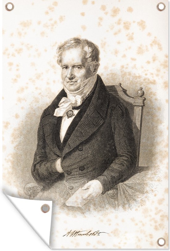 Muurdecoratie Historische illustratie van een portret van Alexander von Humboldt - 120x180 cm - Tuinposter - Tuindoek - Buitenposter