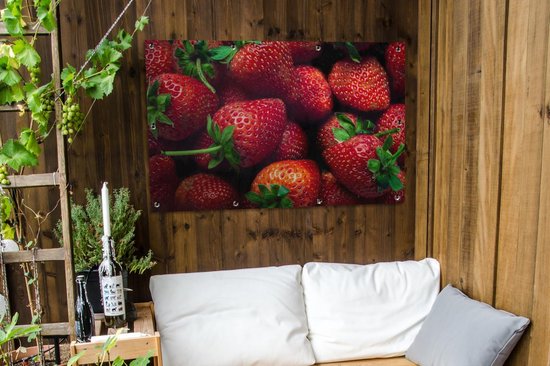 Affiche jardin - Toile Posters de jardin extérieur - Fraises - Fruits - Feuilles - 120x80 cm - Jardin