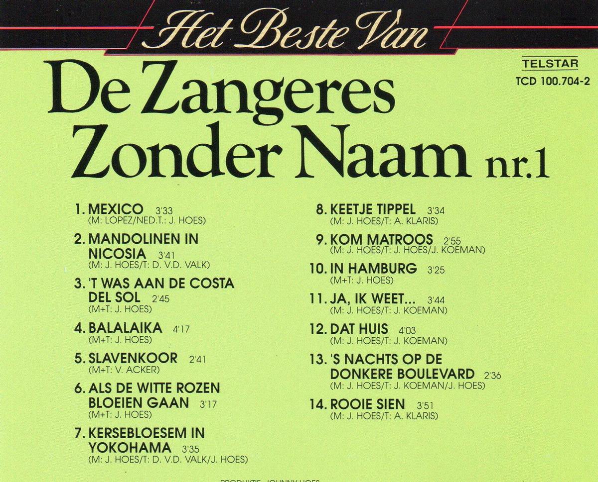 De Zangeres Zonder Naam Het Beste Van Nr 1 Zangeres Zonder Naam Cd Album Muziek Bol