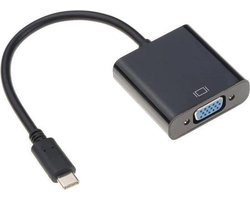 USB C naar VGA adapter kabel USB Type C voor o.a. Macbook / Chromebook / Acer / Dell / HP / Lenovo Zwart