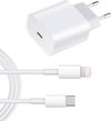 iPhone 12 oplader 20W USB-C Power oplader - Wit - Geschikt voor Apple iPhone 12 - Apple iPad - USB-C Apple Lightning |Snellader iPhone 12 / 11 / X / iPad / 12 Pro Max / iPhone 12 Pro | iPhone 12 Lader | USB-C Lader | iPhone 12