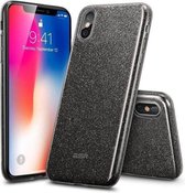 ESR iPhone X/XS - hoes - backcover - zwarte glitters zacht TPU