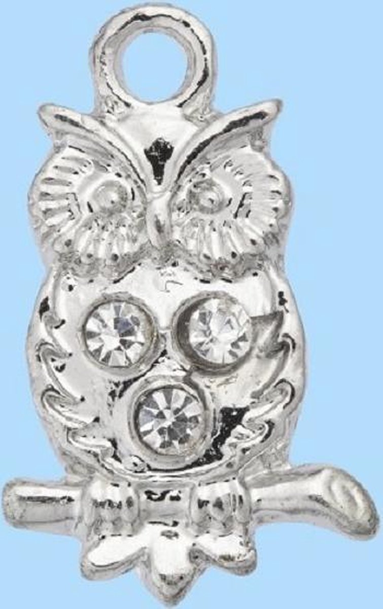 TRENDY Decohanger Uil met strass, 18 mm, buidel met 2 st