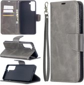 Samsung Galaxy S21 Plus (S21+) Hoesje - MobyDefend Wallet Book Case Met Koord - Grijs - GSM Hoesje - Telefoonhoesje Geschikt Voor: Samsung Galaxy S21 Plus (S21+)