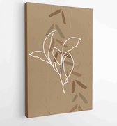 Botanical and golden line wall art vector set. Earth tone boho foliage line art drawing with abstract shape. 4 - Moderne schilderijen – Vertical –  1827852719 - 80*60 Vertical