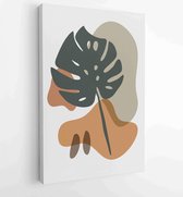 Foliage line art drawing with abstract shape. Abstract Plant Art design for print, cover, wallpaper, Minimal and natural wall art. 1 - Moderne schilderijen – Vertical – 1823785481