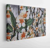 Onlinecanvas - Schilderij - Textile Flowers Art Horizontal Horizontal - Multicolor - 40 X 50 Cm