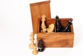 CHESSMEN POLISHED BOXWOOD BLACK/NATURAL WEIGHTED WITH LEAD - KING 83 MM