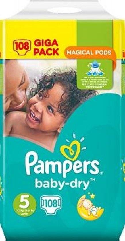 Pampers - Baby Dry Luiers - Maat 5 - 11 tot 16 Kg - 108 Stuks - Pampers