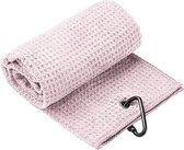 Microfiber Golf Handdoek - Snel drogend - Grote haak - Roze
