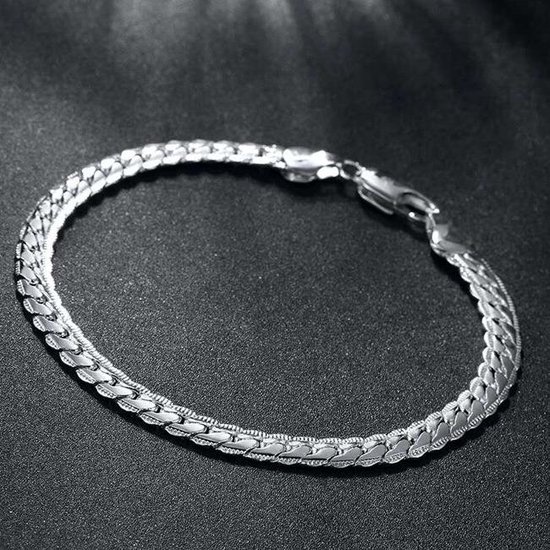 Zilveren Armband met Versierde Cuban Schakels - 925 Sterling Zilver - 5mm - Armband Heren - Armband Dames - Armband Mannen - Valentijnsdag voor Mannen - Valentijn Cadeautje voor Hem - Valentijn Cadeautje Vrouw