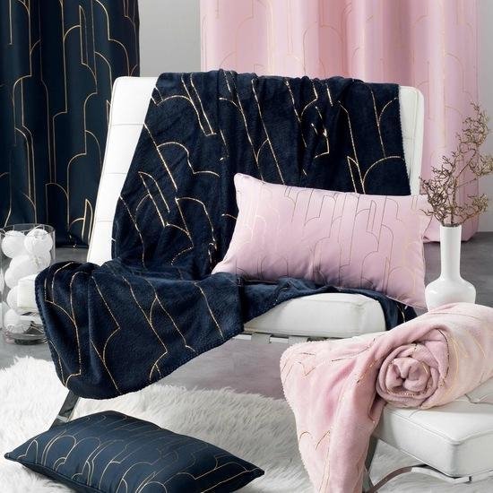 Flanellen fleece plaid Line Oker Geel - L 125 x 150 cm