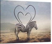 Abstracte Hart Zebra,  - Foto op Canvas - 100 x 75 cm