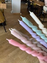 Gedraaide kaarsen set van 6 - 28 cm - pastel kleuren - swirl kaarsen set van 6 - Twisted candles set van 6 pastel kleurige kaarsen