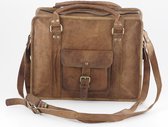 Messenger tas 16 inch - ECHTE LEER – Granada - Terracotta Echte Leder – Laptoptas - Leder - Boekentas - Schoudertas  A4 + Kadoverpakking