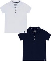 Koko Noko BIO Basics (2pack) Polo NOAH Blauw en Wit - Maat 74-80