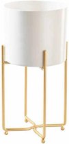 FLORISSIMA Plantenpot - wit - gouden onderstel - 2-delig - Ø19,5 x 38,5 cm