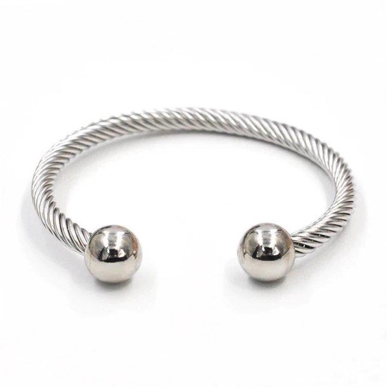 Freya Bracelet - Bull Ring - Silver Steel - 16cm - 23cm uitrekbaar Heren armband -... | bol.com