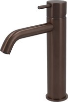 Hotbath Cobber - Wastafelmengkraan - zonder Waste - Laag - Bruin - Opbouw - Messing - V04