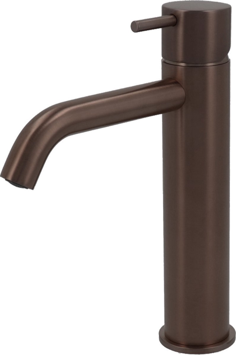Hotbath Cobber - Wastafelmengkraan - zonder Waste - Laag - Bruin - Opbouw - Messing - V04