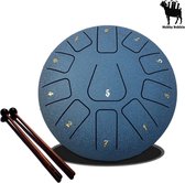 Hobby Bokkie Handpan - Tongue Lotus Drum steel - 20 cm  - Marineblauw staal - 11 tongen Klankschaal - Voor muzikale ontwikkeling, klanktherapie, yoga en meditatie - cadeau idee
