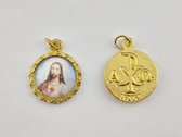 Medaille van Heilig Hart Jezus goudkleurig 1,9 x1,9 cm