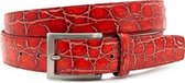 Rode croco heren riem 3.5 cm breed - Rood - Sportief - Echt Leer - Taille: 110cm - Totale lengte riem: 125cm