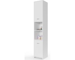 Casaria Badkamerkast - 6 Vakken 2 Deuren Slank en Elegant - Wit