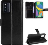 Voor Samsung Galaxy F52 5G Crazy Horse Textuur Horizontale Flip Leather Case met Houder & Kaartsleuven & Lanyard (Zwart)