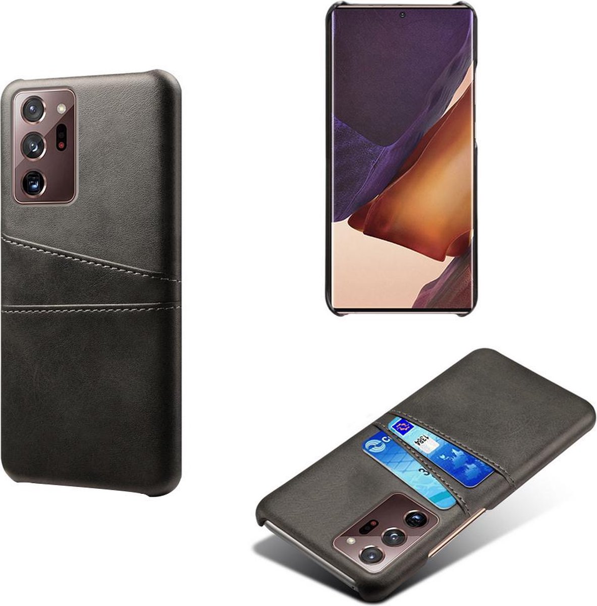 Backcover met Opbergvakjes + PMMA Screenprotector voor Galaxy Note 20 Ultra 5G _ Zwart