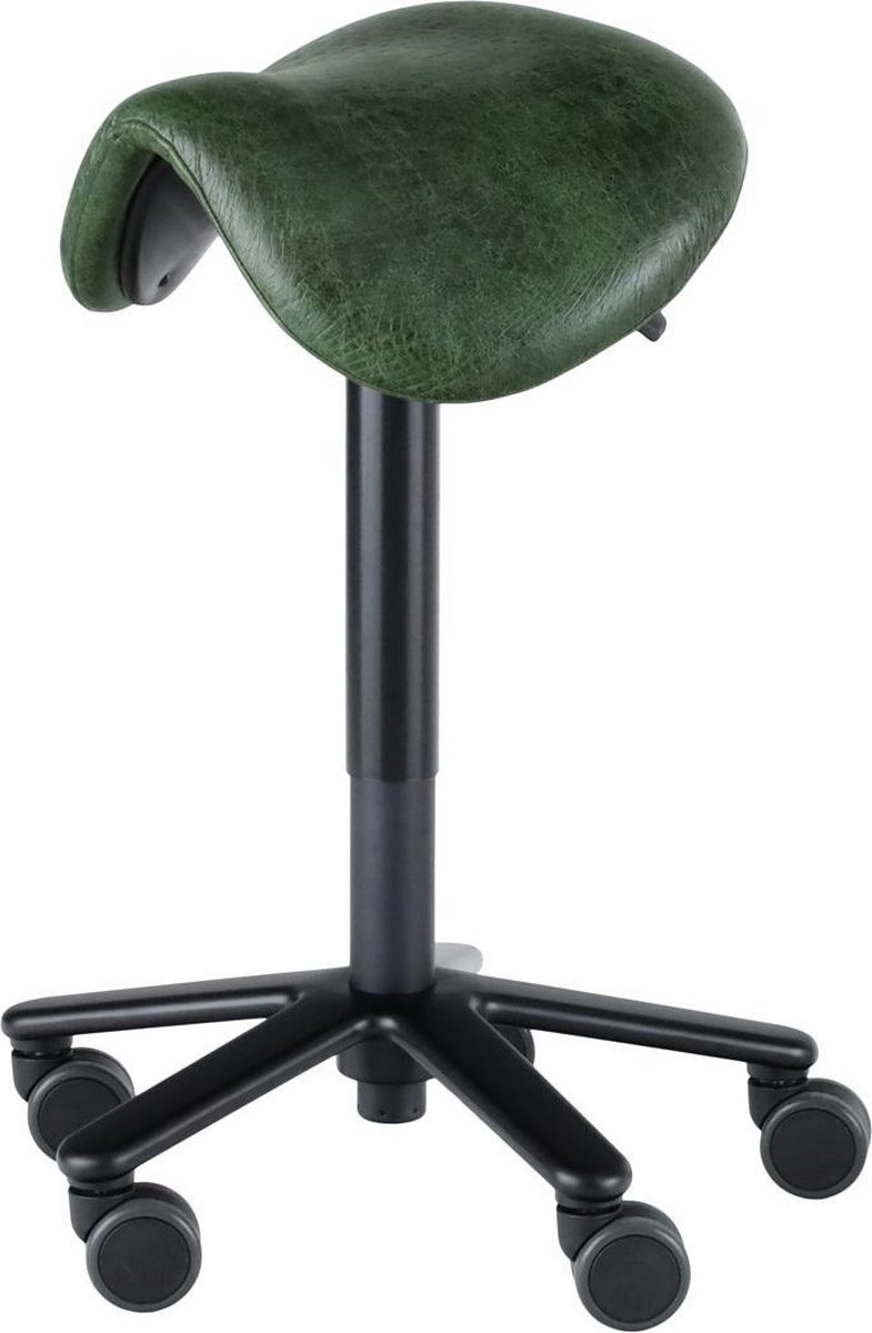 Wesjon Zadelkruk PEB080 - echt leer - hoogte verstelbaar - zithoek instelbaar - verrijdbaar - kleur Groen, krokodilprint